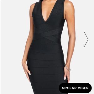 BEBE DOUBLE V MINI BANDAGE DRESS